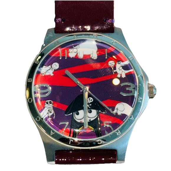 Vintage Y2K MARC BY MARC JACOBS Miss Marc Pirate Watch Red Patent Leather Band - Picture 1 of 5
